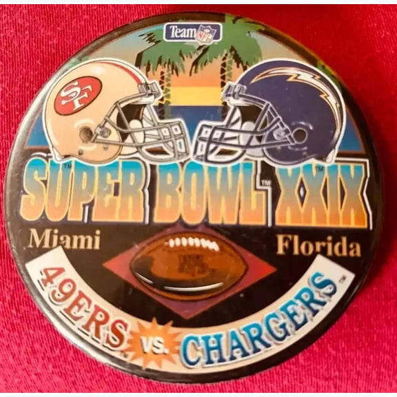 Super Bowl 29 XXIX Button pin SF 49ers vs San Diego Chargers
