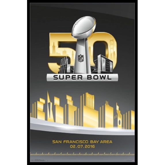 Super Bowl 50 - Logo Laminated & Framed Poster Print (22 x 34)