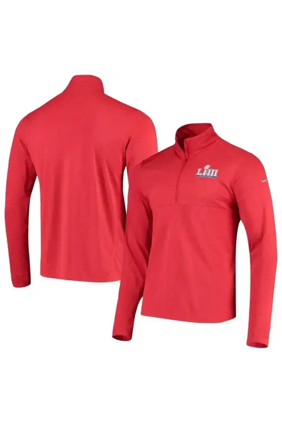 53 logo Nike Dri-Fit red pullover jacket NEW Patriots win