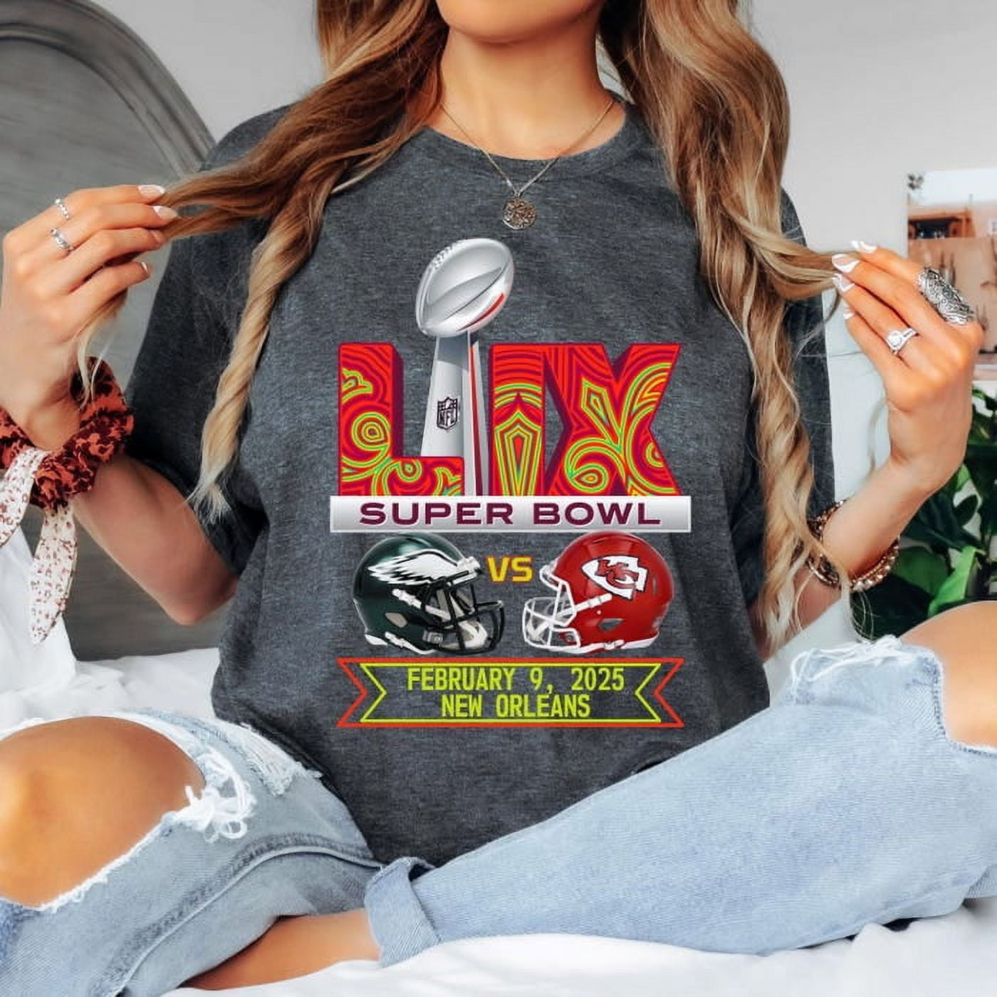 Super Bowl Unisex Tee Shirt, Eagles Chiefs Champions Retro T-Shirt ...