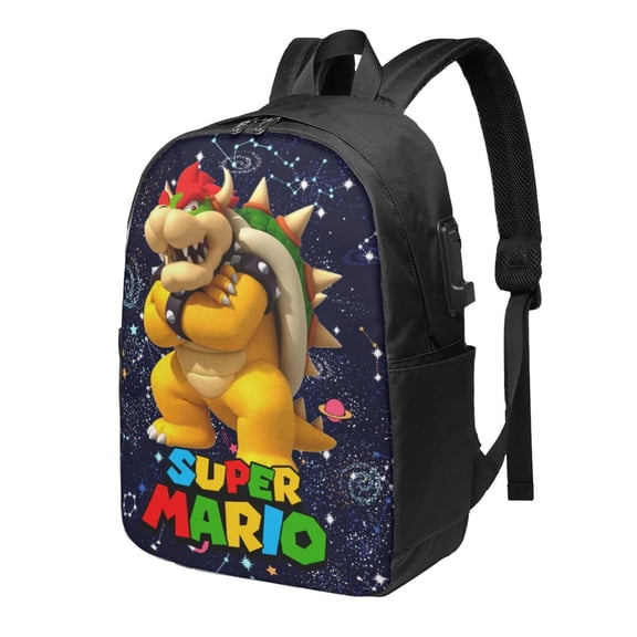 Super Bowser Backpack For Men Women Teen , Water Resistant Casual Daypack Fits Laptop With Usb Charging Port,17 In Bookbag For Travel,School,Hiking,Gift