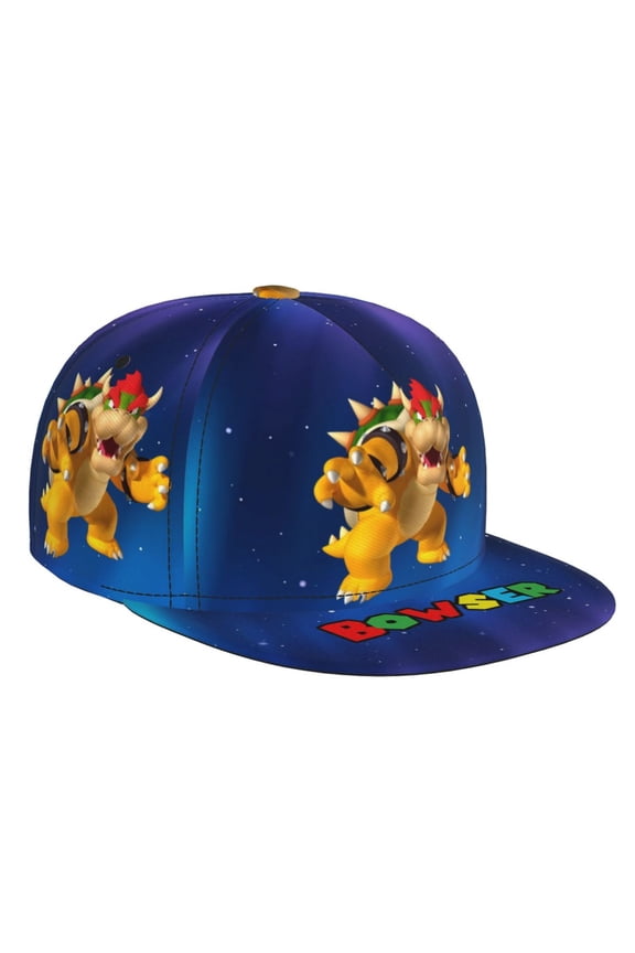 Super Bowser Baseball Cap For Men, Women & Kids, Classic Flat Brim Hat Hip Hop Trucker Hat Adjustable Snapback Hat