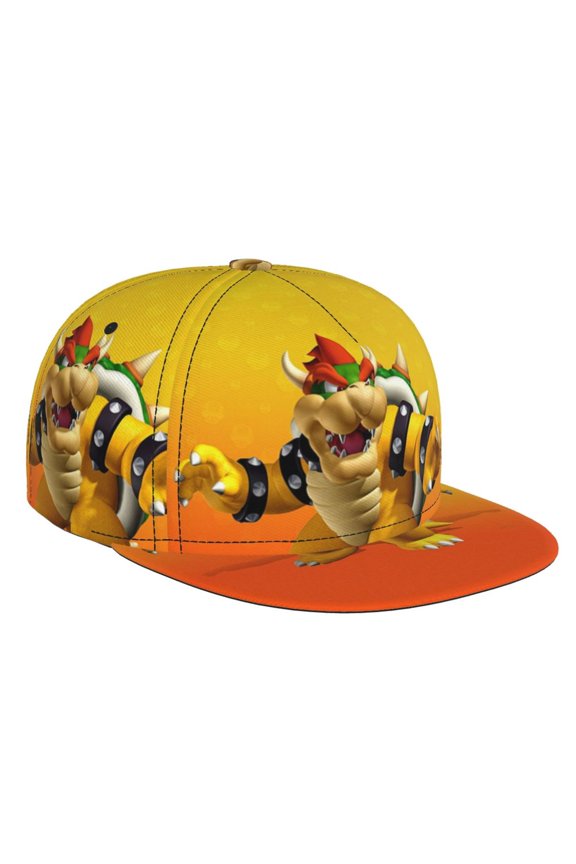 Super Bowser Baseball Cap For Men, Women & Kids, Classic Flat Brim Hat Hip Hop Trucker Hat Adjustable Snapback Hat