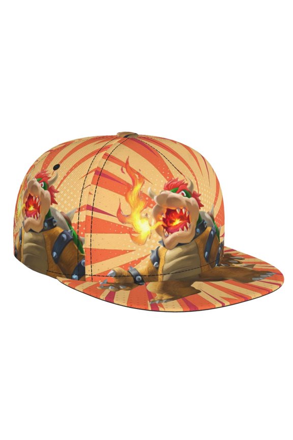 Super Bowser Baseball Cap For Men, Women & Kids, Classic Flat Brim Hat Hip Hop Trucker Hat Adjustable Snapback Hat