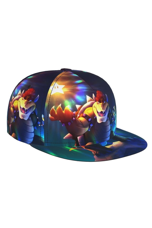 Super Bowser Baseball Cap For Men, Women & Kids, Classic Flat Brim Hat Hip Hop Trucker Hat Adjustable Snapback Hat