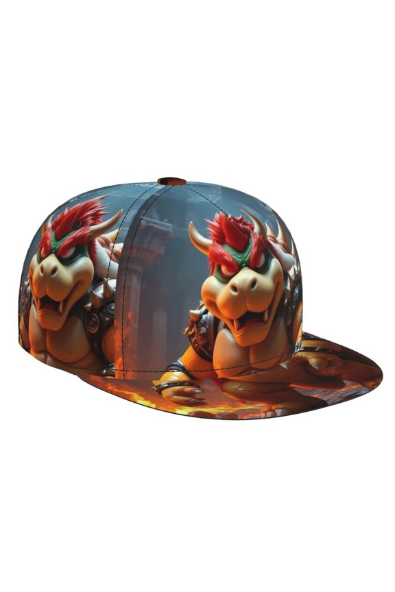 Super Bowser Baseball Cap For Men, Women & Kids, Classic Flat Brim Hat Hip Hop Trucker Hat Adjustable Snapback Hat