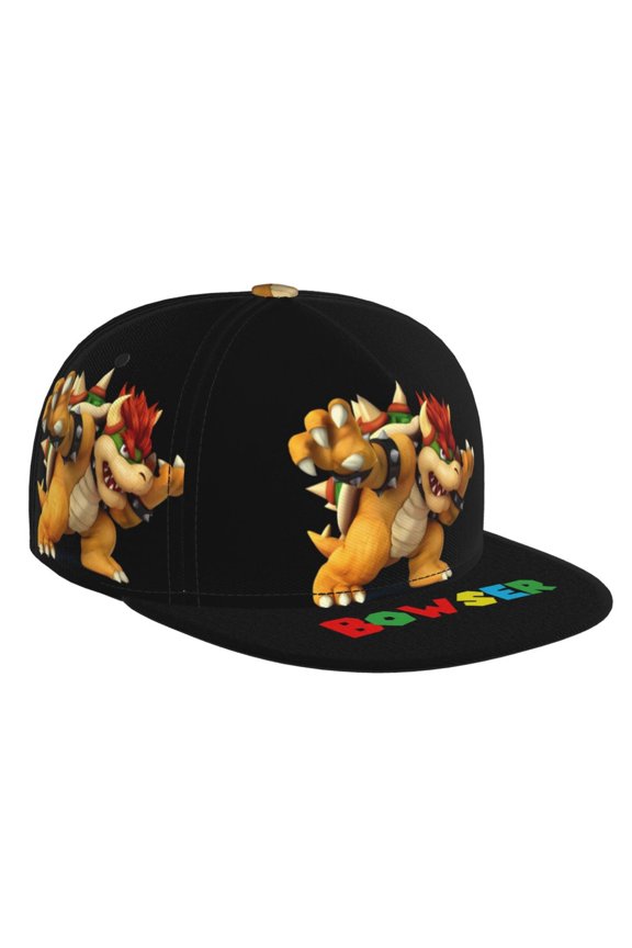 Super Bowser Baseball Cap For Men, Women & Kids, Classic Flat Brim Hat Hip Hop Trucker Hat Adjustable Snapback Hat