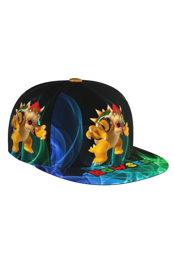 Super Bowser Baseball Cap For Men, Women & Kids, Classic Flat Brim Hat Hip Hop Trucker Hat Adjustable Snapback Hat