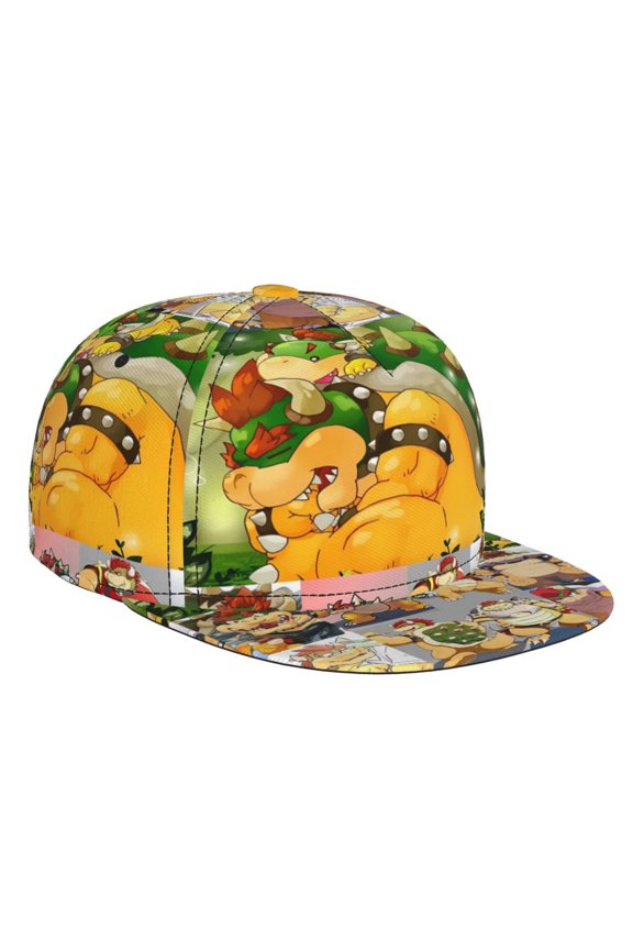 Super Bowser Baseball Cap For Men, Women & Kids, Classic Flat Brim Hat Hip Hop Trucker Hat Adjustable Snapback Hat