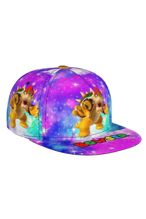 Super Bowser Baseball Cap For Men, Women & Kids, Classic Flat Brim Hat Hip Hop Trucker Hat Adjustable Snapback Hat