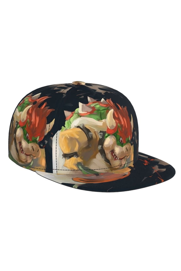 Super Bowser Baseball Cap For Men, Women & Kids, Classic Flat Brim Hat Hip Hop Trucker Hat Adjustable Snapback Hat