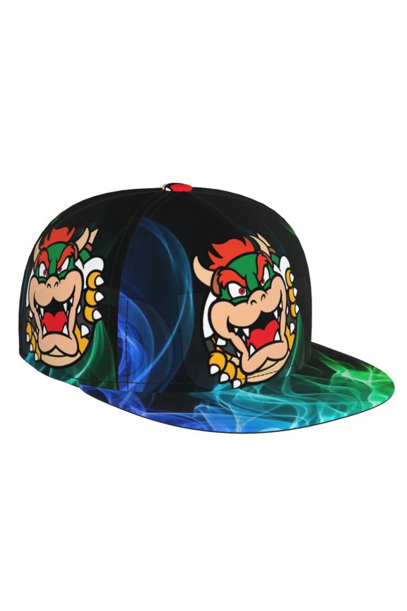 Super Bowser Baseball Cap For Men, Women & Kids, Classic Flat Brim Hat Hip Hop Trucker Hat Adjustable Snapback Hat