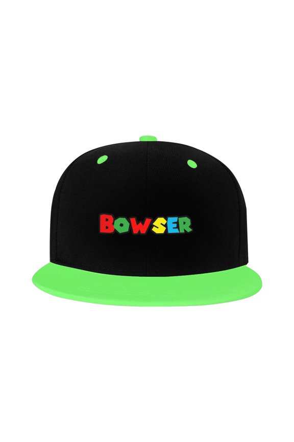 Super Bowser Kid'S Cartoon Baseball Cap,Adjustable Hip Hop Hat Flat Brim, Breathable Sun Hat For Boys Girls Green