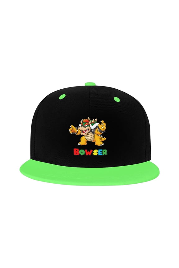 Super Bowser Kid'S Cartoon Baseball Cap,Adjustable Hip Hop Hat Flat Brim, Breathable Sun Hat For Boys Girls Green