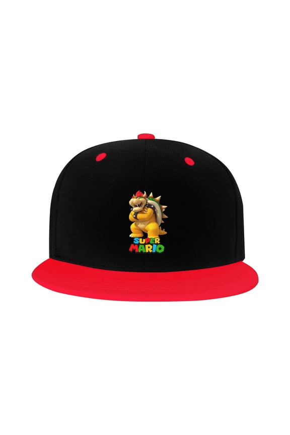 Super Bowser Kid'S Cartoon Baseball Cap,Adjustable Hip Hop Hat Flat Brim, Breathable Sun Hat For Boys Girls Red