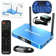 Super Box S5 Max 2024 Latest Elite Ultra Fully, Super box S5max with 4G+ 64G, 1*Mini Keyboard, 1* Voice Remote, Newest Stable Bundle TV Box, 6K HDMI for Family Movie, Sporting Events