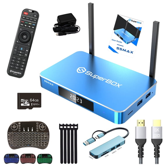 Superbox S5 Max 2025 Media Player with Voice Remote, 4GB RAM + 64GB ROM, Ultra HD Output, Power Cord Included