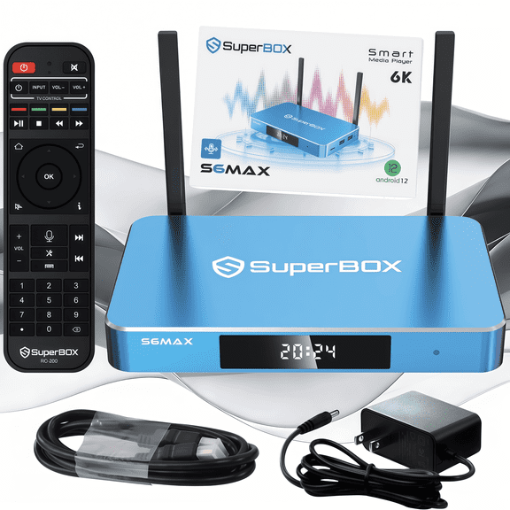 Super Box S6 MAX 2025 Fully Loaded, 4GB RAM+64GB ROM, 2T2R Dual Band Wifi, Easy Setup Guide & Phone Support by Authorised Seller
