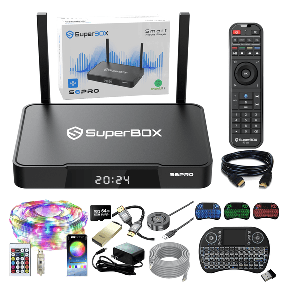 Super Box S6 Pro 2026 Fully Loaded, 6k HD Smart TV Box with Parental Control Time|Voice Remote Control