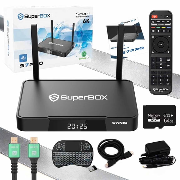 Super Box S7 Pro 4GB RAM+32GB ROM, 2T2R Dual Band Wifi Family Entertainment, 6K Smart TV Box with Voice Remote, Time Shift & Parental Controls