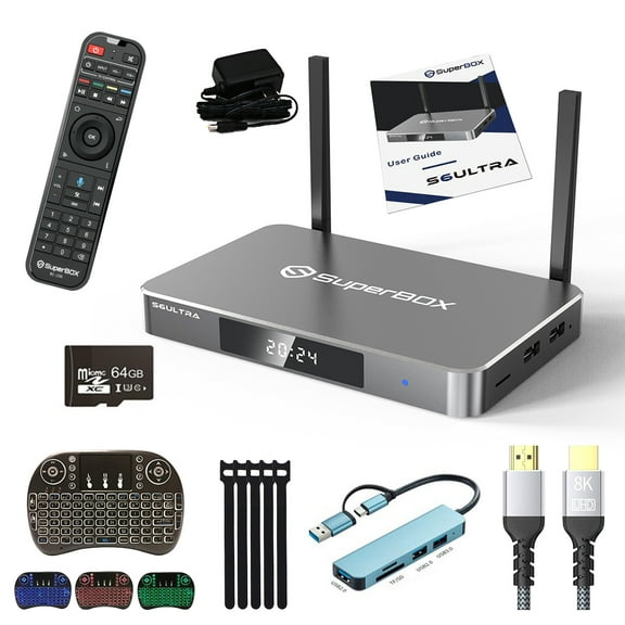 Super Box S6 Ultra Premium Edition,Officially Authorized,4G+128G, 6k 8k HDMI , Timeshift Feature,Voice Remote Contro