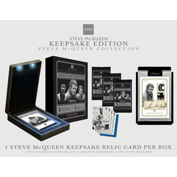 Super Break 2025 Steve McQueen Keepsake Premiere Edition Trading Card Box (One Encased Relic Card + One 5 Card Pack)