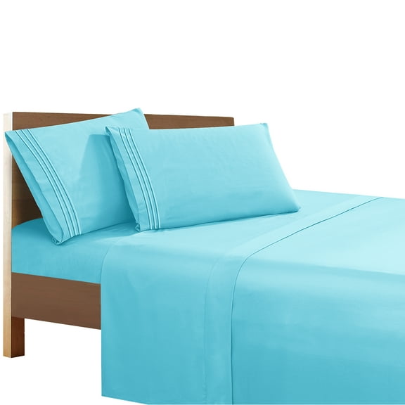 Super Breathable Soft Sheet set, 1500 Series Vibrant Colors, California King, Aqua Blue