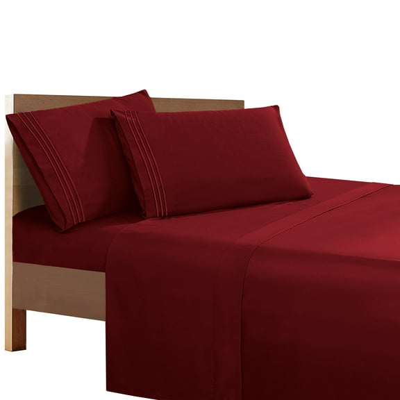 Super Breathable Soft Sheet set, 1500 Series Vibrant Colors, California King, Burgundy