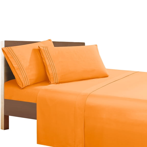 Super Breathable Soft Sheet set, 1500 Series Vibrant Colors, California King, Elite Orange
