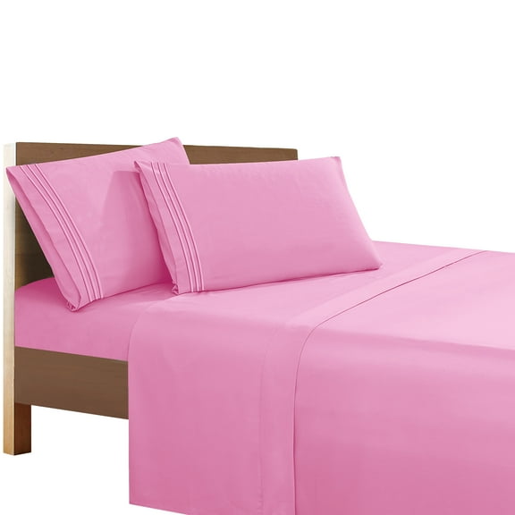 Super Breathable Soft Sheet set, 1500 Series Vibrant Colors, California King, Light Pink