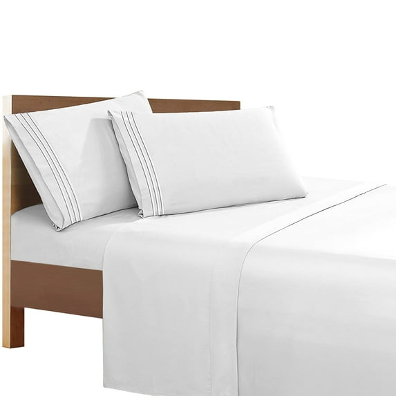 Super Breathable Soft Sheet set, 1500 Series Vibrant Colors, California King, White