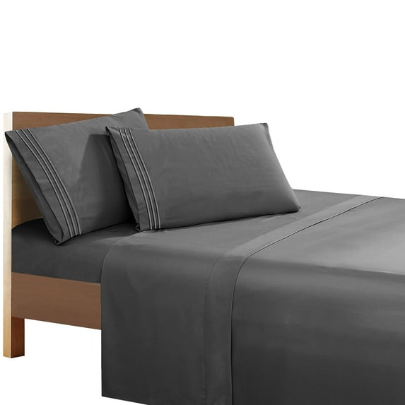Super Breathable Soft Sheet set, 1500 Series Vibrant Colors, Full, Grey