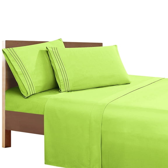 Super Breathable Soft Sheet set, 1500 Series Vibrant Colors, Full, Lime