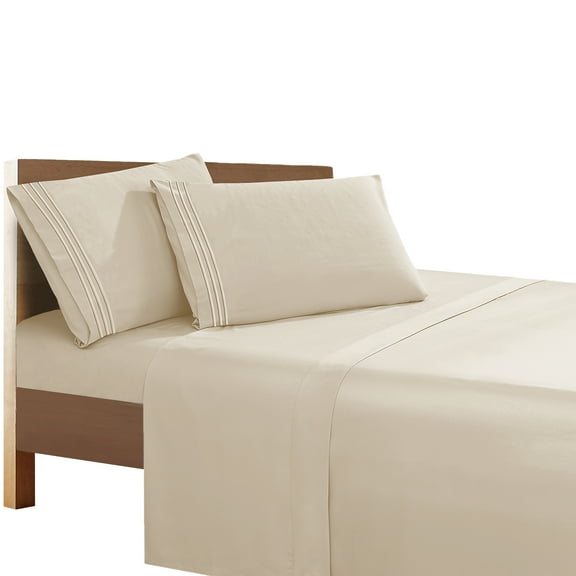 Super Breathable Soft Sheet set, 1500 Series Vibrant Colors, Queen, Cream