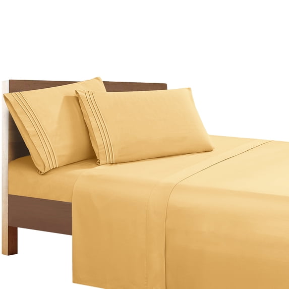 Super Breathable Soft Sheet set, 1500 Series Vibrant Colors, Queen, Gold