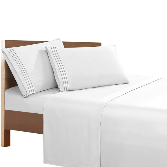 Super Breathable Soft Sheet set, 1500 Series Vibrant Colors, Queen, White