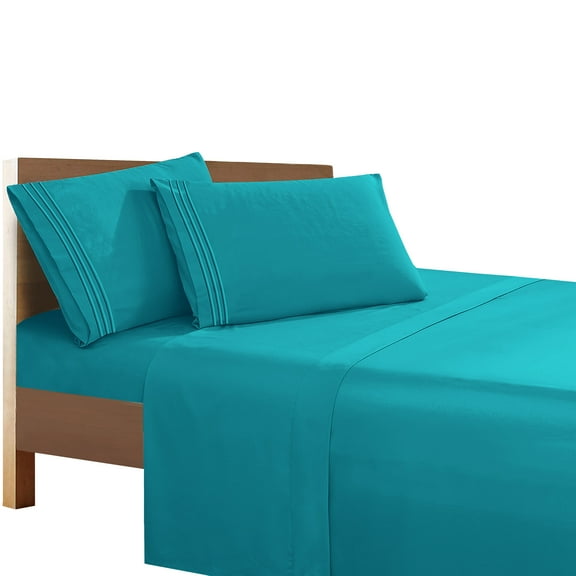 Super Breathable Soft Sheet set, 1500 Series Vibrant Colors, Twin/Twin XL, Turquoise