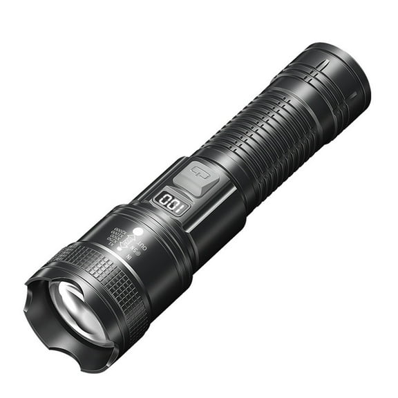 Super Bright 10,000 Lumens LCD Battery Flashlight, Rechargeable LED Handheld Flashlight with Zoom, 4 Modes for Outdoor, Emergency, Cam, and Power Outages