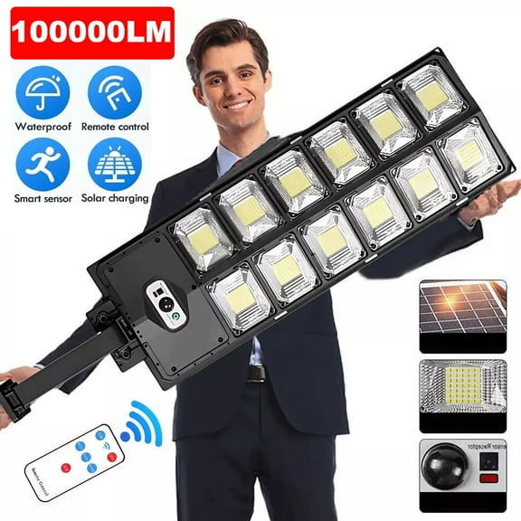 Super Bright 10000LM Solar Street Lights with Motion Sensor, Remote Control, Dusk to Dawn Outdoor Security Lights for Garden, Yard, Patio, Parking Lot - Energy Efficient, Weatherproof, Easy Installat