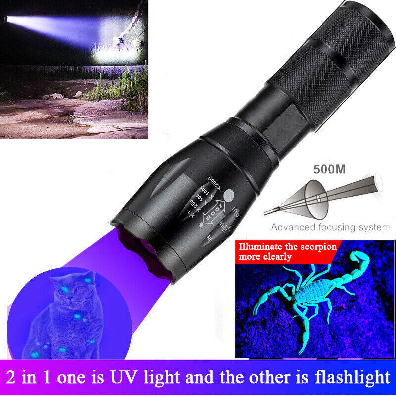 Super Bright 120000lm UV Torch Ultra Violet Flashlight Blacklight Light Lamp  LED - Walmart.com