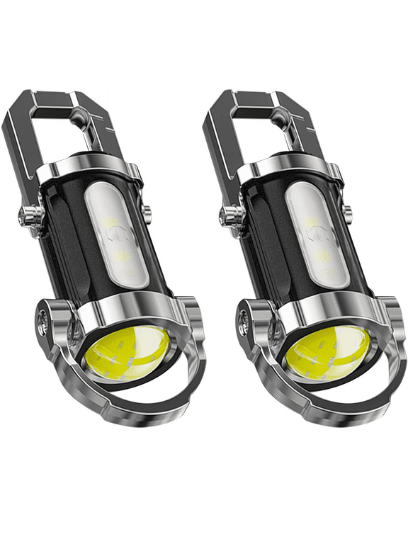 Super Bright 1200LM Mini Key Ring Flashlight – 2026 New Waterproof Rechargeable LED Torch with Side Light & Phone Charger, Lightweight and Portable for Outdoor Camping, Rescue, and Daily Carry (2PCS)