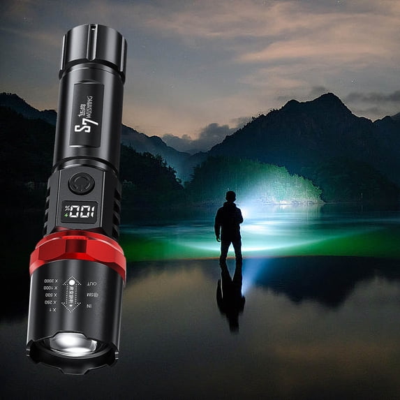 Super Bright 32000LX Flashlight with Real-Time LCD Battery Display and Type-C Fast Charging, Compact Waterproof Mini LED Torch for Outdoor Camping Hiking Emergency Home and Tactical Use