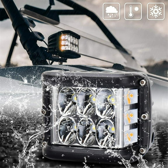 Super Bright 36W LED Strobe Light Pods White & Amber Beam, 121 Spot & 30 Side Coverage Waterproof for Trucks, ATVs, SUVs & Off-Road Vehicles Easy Mounting & 50,000H Long Life