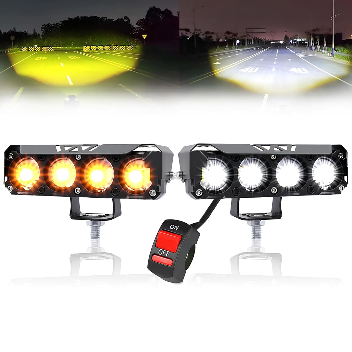 Super Bright 4 Led Fog Light Lamp | White & Yellow | High/Low Beam | 4 ...