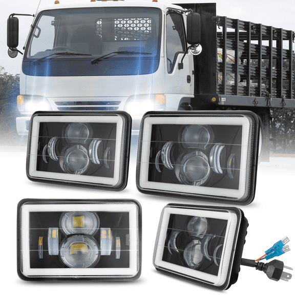 Super Bright 4pc 4x6" inch LED Headlight Projector for Isuzu NPR 1991-2005 Truck
