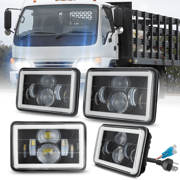 Super Bright 4pc 4x6" inch LED Headlight Projector for Isuzu NPR 1991-2005 Truck