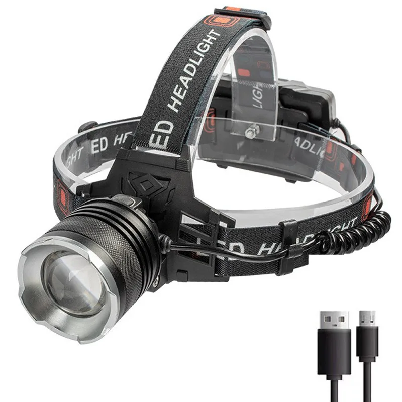 Super Bright 900000 Lumen Rechargeable Headlamp, XHP70.2 LED Headlight with 5 Modes IPX7 Waterproof, USB Zoomable Head Lamp for Camping Hiking