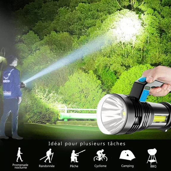 Super Bright 9000000Lm Led Flashlight Usb Rechargeable Spotlight Torch Sidelight