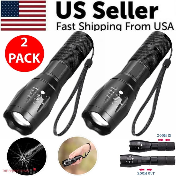 Super-Bright 99000LM LED Tactical Flashlight 5 Modes Zoomable Torch Searchlight