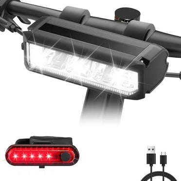 Super Bright Bike Light for Night Riding,2600 Lumen Bright LED Bicycle Light High Beam Low Beam,USB Waterproof Rechargeable Bike Headlight and Taillight Set for Mountain MTB Off-Road Cycling